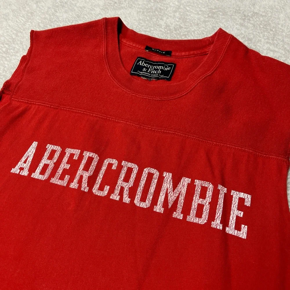 Vintage Y2K Abercrombie Muscle Tank Top Red Spellout Graphic Athletic  Mens M?